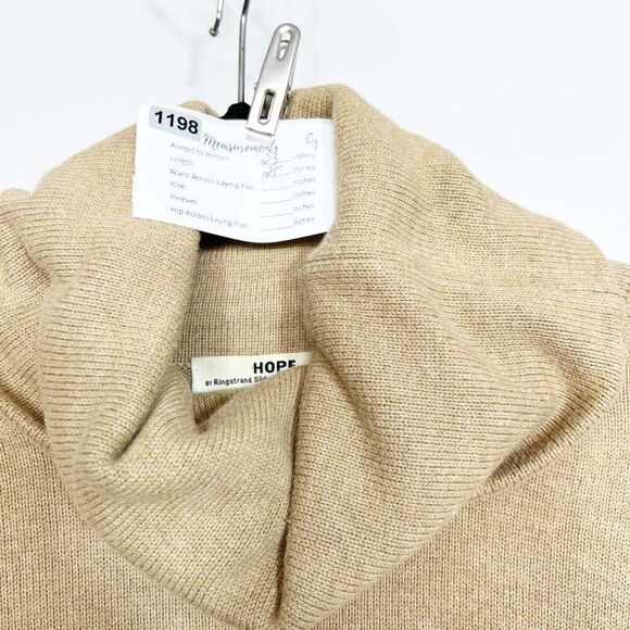 HOPE Ringstrand Lean Sweater Womens 12 Tan Knit Turtleneck Tan Oversized 42 - Picture 6 of 6